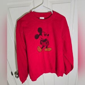 Disney Vintage Red Pullover Mickey Crewneck Sweater Medium